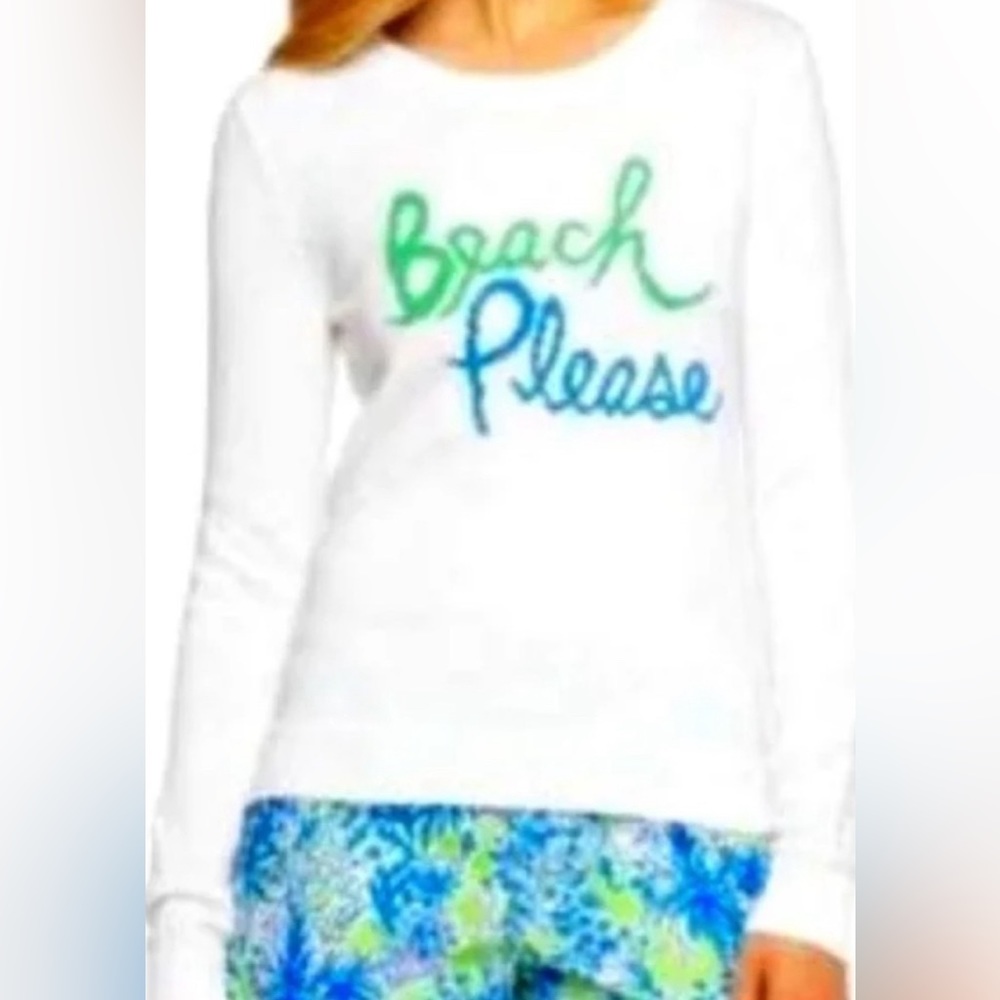 Lilly Pulitzer Sybil Sweater Beach Please Medium Resort White Intarsia